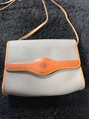 Dior Taupe Canvas Crossbody with Tan Leather Trim